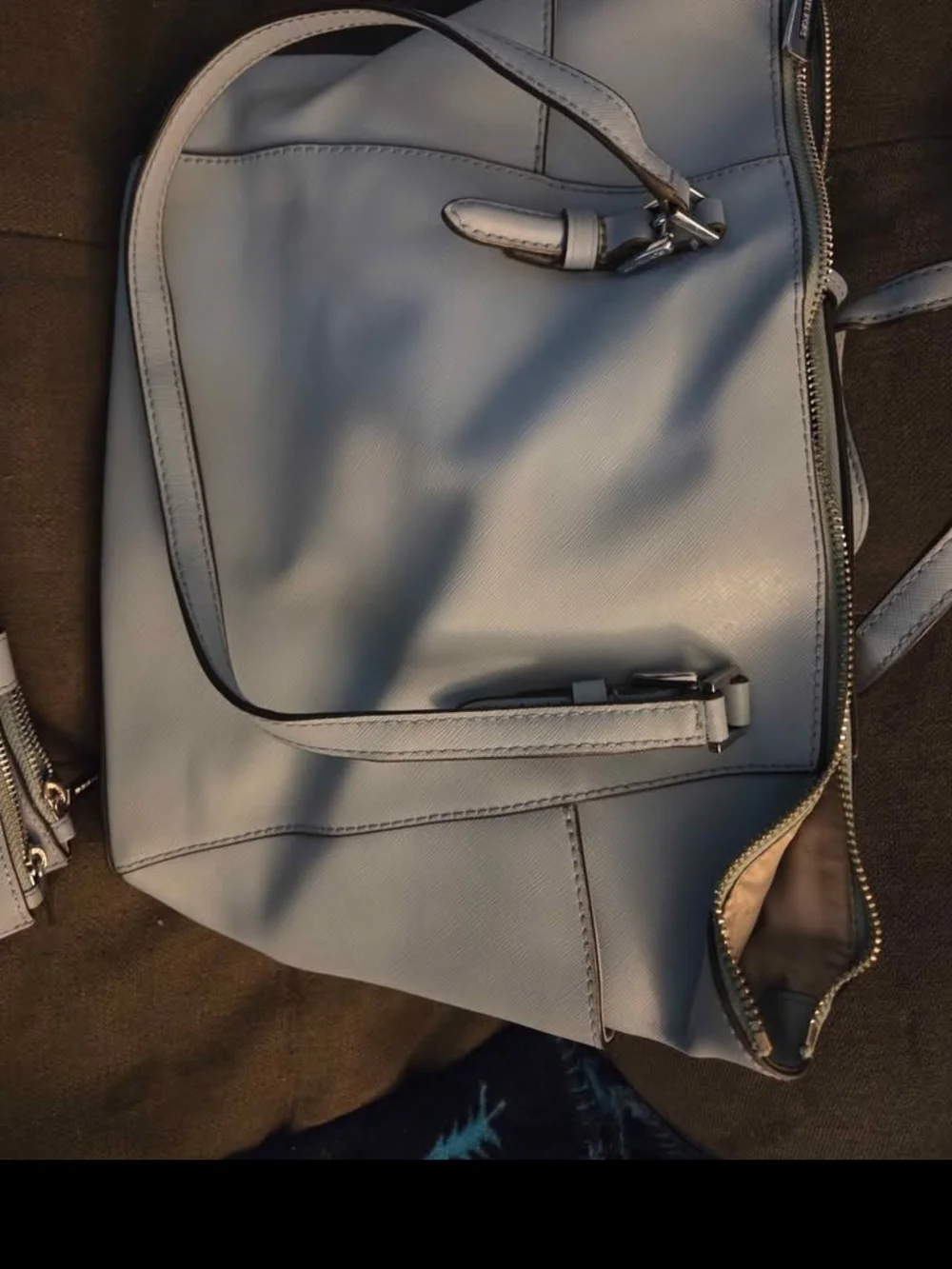 Michael Kors Powder Blue Leather Tote with Matching Pouch
